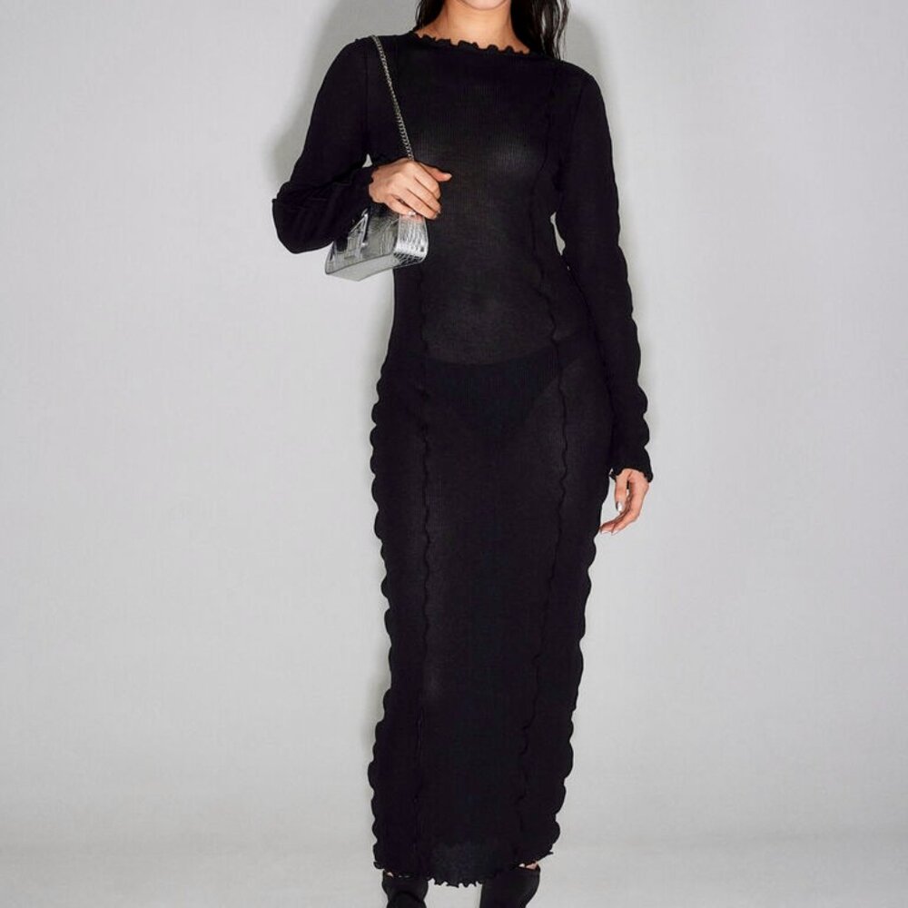 NWT H&M Divided Overlock-detail Rib-knit Dress Size M